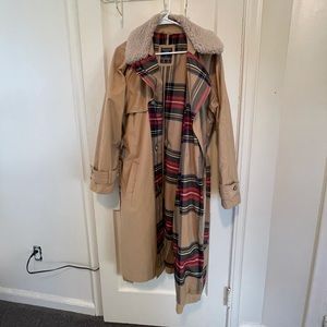 Abercrombie trench coat with sherpa collar